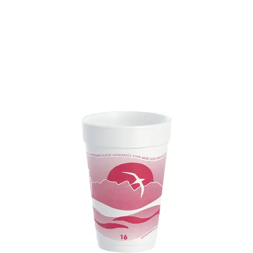 Dart J Cup Cup Insulated 16 OZ EPS Red White Horizon - pack of 1000 Dart J Cup Cup Insulated 16 OZ EPS Red White Horizon - pack of 1000