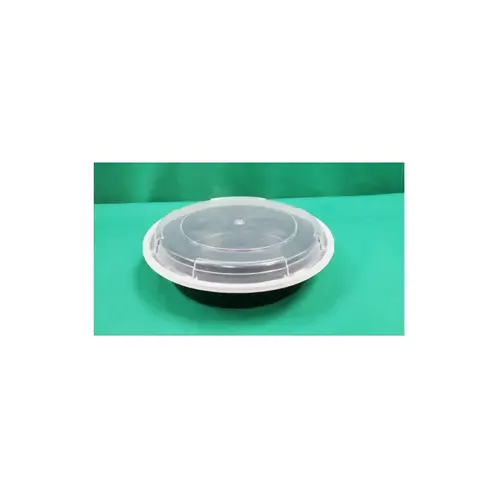 Take-Out Container Base & Lid Combo 48 OZ Plastic Black Round - pack of 150 Take-Out Container Base & Lid Combo 48 OZ Plastic Black Round - pack of 150