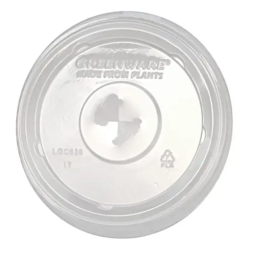 Greenware Lid Flat 4.4X0.4 IN PLA Clear For 32 OZ Cold Cup With Hole - pack of 1000 Greenware Lid Flat 4.4X0.4 IN PLA Clear For 32 OZ Cold Cup With Hole - pack of 1000