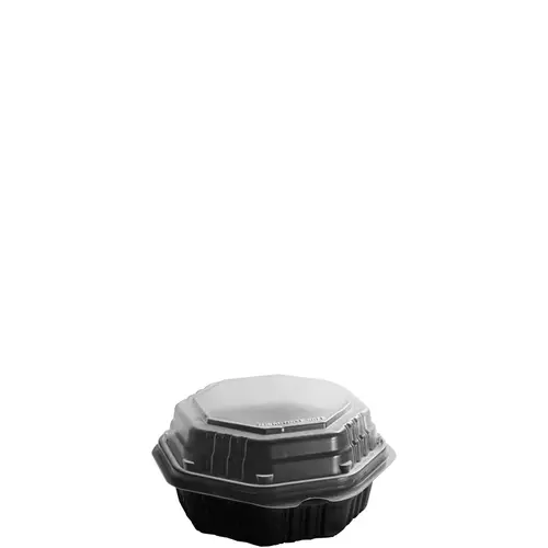 Solo Creative Carryouts OctaView Take-Out Container Hinged 6.75X6.28X3.08 IN PP Black Clear Convertible Vented 100 - pack of 200 Solo Creative Carryouts OctaView Take-Out Container Hinged 6.75X6.28X3.08 IN PP Black Clear Convertible Vented 100 - pack of 200