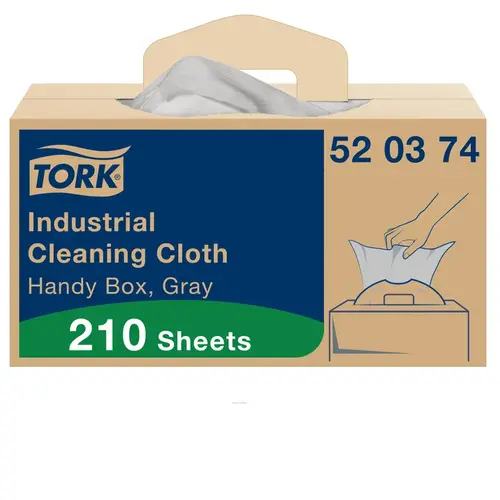 Tork Cleaning Cloth 16.34X14 IN 1PLY Paper Gray Industrial Handy Box System - pack of 210 Tork Cleaning Cloth 16.34X14 IN 1PLY Paper Gray Industrial Handy Box System - pack of 210