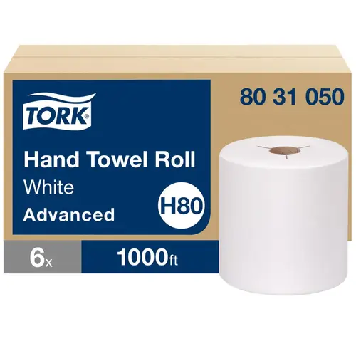 Tork Roll Paper Towel H80 7.938IN X1000FT White Standard Roll Refill 7.85IN Roll 1.925IN Core Diameter - pack of 6 Tork Roll Paper Towel H80 7.938IN X1000FT White Standard Roll Refill 7.85IN Roll 1.925IN Core Diameter - pack of 6