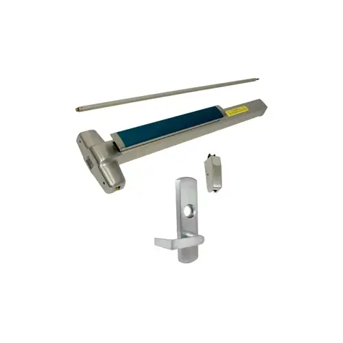 KIT - Heavy Duty Smooth SVR Surface Vertical Rod Exit Device, 996L-06 Lever Trim (Rim Cylinder Required), Key Locks/Unlocks Trim, LHR Left Hand Reverse/Reversible Handing (Snap Ring Tool Required), 36" x 84", LBR Less Bottom Rods, Hex Dogging, Grade 1, 98 Series, 626/US26D Satin Chrome KIT - Heavy Duty Smooth SVR Surface Vertical Rod Exit Device, 996L-06 Lever Trim (Rim Cylinder Required), Key Locks/Unlocks Trim, LHR Left Hand Reverse/Reversible Handing (Snap Ring Tool Required), 36" x 84", LBR Less Bottom Rods, Hex Dogging, Grade 1, 98 Series, 626/US26D Satin Chrome