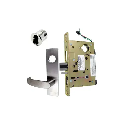 KIT - Electrified Mortise Lock, LW1L - LW1 Escutcheon x L Lever, FS Fail Safe or FSE Fail Secure, Field Selectable, Auto-Sensing Dual Voltage 12/24VDC, Full Wave Rectification, LFIC Large Format IC Prep, Less Core, Grade 1, 626/US26D Satin Chrome KIT - Electrified Mortise Lock, LW1L - LW1 Escutcheon x L Lever, FS Fail Safe or FSE Fail Secure, Field Selectable, Auto-Sensing Dual Voltage 12/24VDC, Full Wave Rectification, LFIC Large Format IC Prep, Less Core, Grade 1, 626/US26D Satin Chrome
