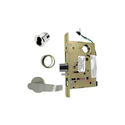 KIT - Electrified Mortise Lock, LNL - LN Rose x L Lever, FS Fail Safe or FSE Fail Secure, Field Selectable, Auto-Sensing Dual Voltage 12/24VDC, Full Wave Rectification, LFIC Large Format IC Prep, Less Core, Grade 1, 626/US26D Satin Chrome KIT - Electrified Mortise Lock, LNL - LN Rose x L Lever, FS Fail Safe or FSE Fail Secure, Field Selectable, Auto-Sensing Dual Voltage 12/24VDC, Full Wave Rectification, LFIC Large Format IC Prep, Less Core, Grade 1, 626/US26D Satin Chrome