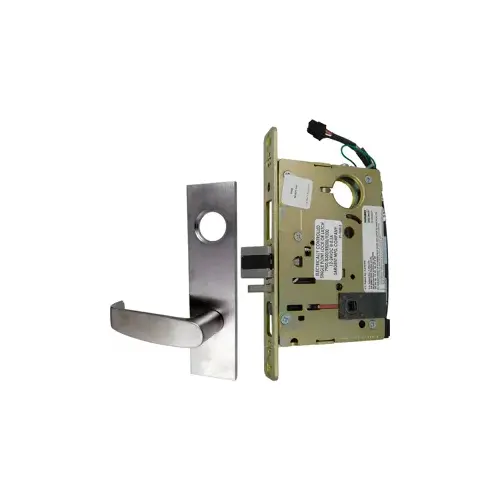 Electrified Mortise Lock, LW1L - LW1 Escutcheon x L Lever, FS Fail Safe or FSE Fail Secure, Field Selectable, Auto-Sensing Dual Voltage 12/24VDC, Full Wave Rectification, RX Request to Exit Switch, Less Mortise Cylinder, Grade 1, 626/US26D Satin Chrome Electrified Mortise Lock, LW1L - LW1 Escutcheon x L Lever, FS Fail Safe or FSE Fail Secure, Field Selectable, Auto-Sensing Dual Voltage 12/24VDC, Full Wave Rectification, RX Request to Exit Switch, Less Mortise Cylinder, Grade 1, 626/US26D Satin Chrome