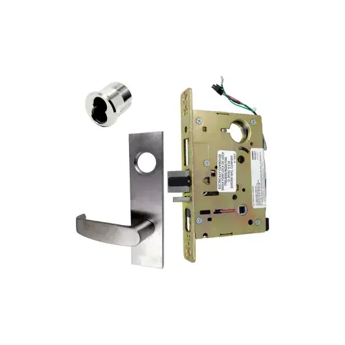 KIT - Electrified Mortise Lock, LW1L - LW1 Escutcheon x L Lever, FS Fail Safe or FSE Fail Secure, Field Selectable, Auto-Sensing Dual Voltage 12/24VDC, LFIC Large Format IC Prep, Less Core, Grade 1, 626/US26D Satin Chrome KIT - Electrified Mortise Lock, LW1L - LW1 Escutcheon x L Lever, FS Fail Safe or FSE Fail Secure, Field Selectable, Auto-Sensing Dual Voltage 12/24VDC, LFIC Large Format IC Prep, Less Core, Grade 1, 626/US26D Satin Chrome