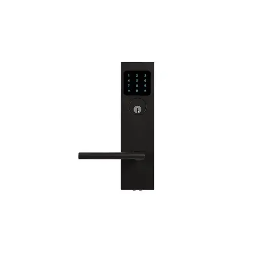Smart Mortise Entry Lockset with Keypad, 243 Sunrise Lever, Left-Handed, 19G Graphite Black Smart Mortise Entry Lockset with Keypad, 243 Sunrise Lever, Left-Handed, 19G Graphite Black