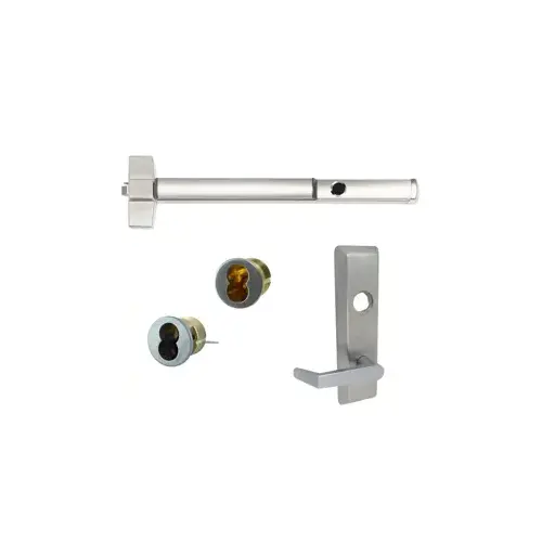KIT - M52 Cylinder Dogging (Includes LFIC Mortise Housing, Less Core), Rim Exit Device, N955 Newport Classroom/Storeroom Lever Trim (Includes CL6 LFIC Rim Housing, Less Core), Key Locks/Unlocks or Operates Trim, Function Field Changeable, LHR Left Hand Reverse/Reversible Handing, M54 SNB, Sex Nuts and Bolts, 36", Grade 1, ED5000 Series, 630/US32D Satin Stainless Steel KIT - M52 Cylinder Dogging (Includes LFIC Mortise Housing, Less Core), Rim Exit Device, N955 Newport Classroom/Storeroom Lever Trim (Includes CL6 LFIC Rim Housing, Less Core), Key Locks/Unlocks or Operates Trim, Function Field Changeable, LHR Left Hand Reverse/Reversible Handing, M54 SNB, Sex Nuts and Bolts, 36", Grade 1, ED5000 Series, 630/US32D Satin Stainless Steel
