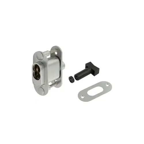 Sliding Door Plunger Lock, Interchangeable Core, 1-3/4" Barrel, 1/2" Throw, Satin Chrome Sliding Door Plunger Lock, Interchangeable Core, 1-3/4" Barrel, 1/2" Throw, Satin Chrome