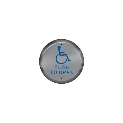 Round Actuator 4.5", ADA Logo and Push to Open in Blue, Weather Resistant, 630/US32D Stainless Steel Round Actuator 4.5", ADA Logo and Push to Open in Blue, Weather Resistant, 630/US32D Stainless Steel