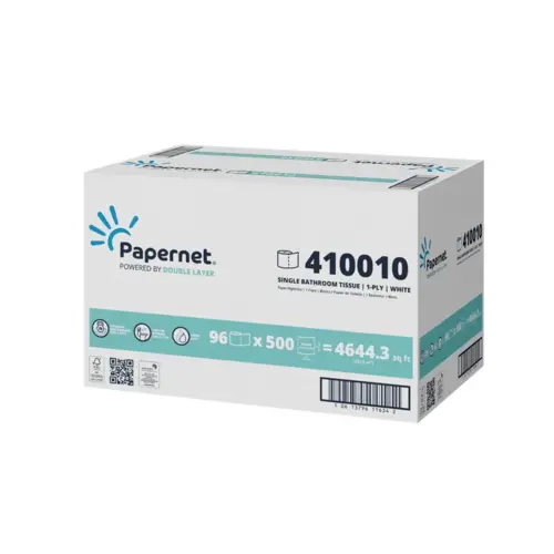 Papernet Double Layer Toilet Paper & Tissue Roll 3.5IN X146FT 1PLY White Embossed 1.61IN Core Diameter - pack of 96 Papernet Double Layer Toilet Paper & Tissue Roll 3.5IN X146FT 1PLY White Embossed 1.61IN Core Diameter - pack of 96