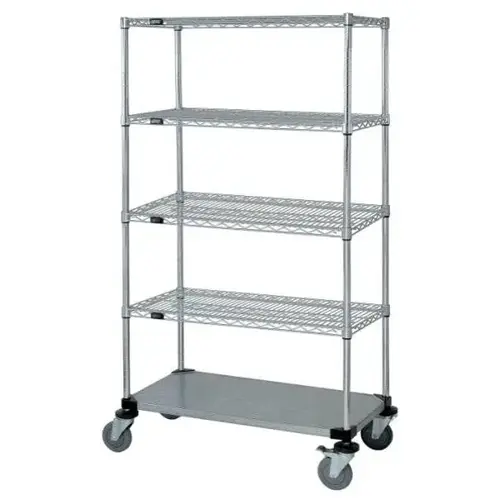 4-Wire/1 Solid Shelf Mobile Cart 18w X 48l X 69h Inch - Chrome 4-Wire/1 Solid Shelf Mobile Cart 18w X 48l X 69h Inch - Chrome