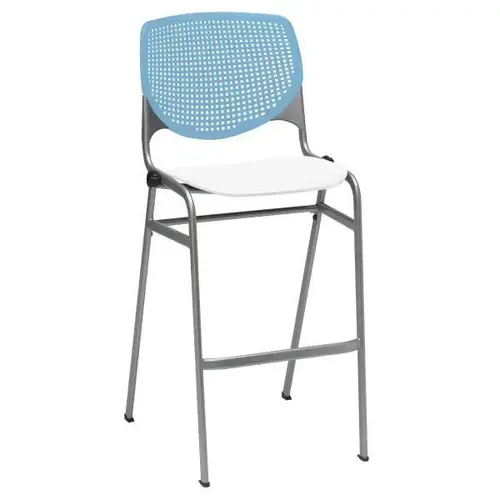 Kool Stack Barstool, Sky Blue Back, White Seat Kool Stack Barstool, Sky Blue Back, White Seat