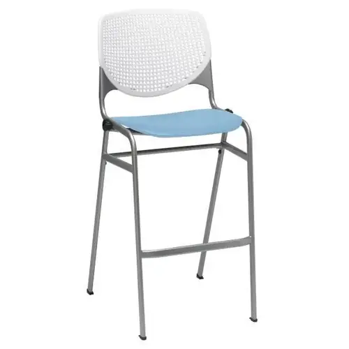 Kool Stack Barstool, White Back, Sky Blue Seat Kool Stack Barstool, White Back, Sky Blue Seat