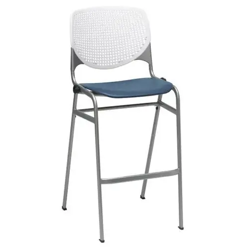 Kool Stack Barstool, White Back, Navy Seat Kool Stack Barstool, White Back, Navy Seat