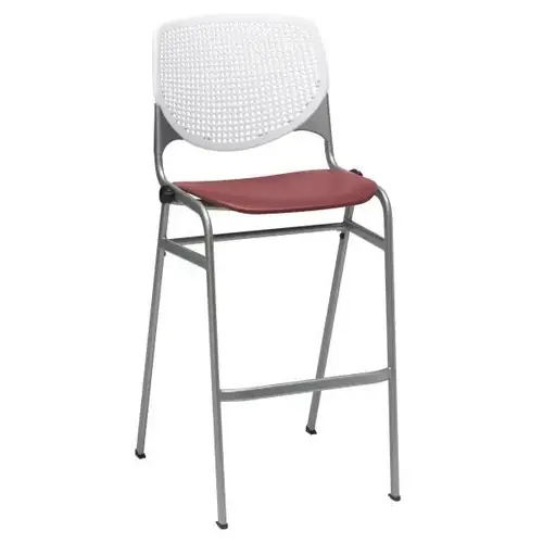 Kool Stack Barstool, White Back, Burgundy Seat Kool Stack Barstool, White Back, Burgundy Seat