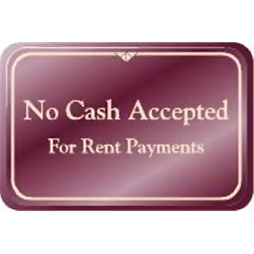 No Cash Accepted Desk Sign, Burgundy, 9 X 6 No Cash Accepted Desk Sign, Burgundy, 9 X 6