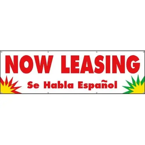 Horizontal Now Leasing Se Habla Espanol Banner Attention Getting Colors 10 ft X 3 ft Horizontal Now Leasing Se Habla Espanol Banner Attention Getting Colors 10 ft X 3 ft