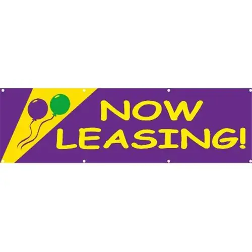 Horizontal Now Leasing Banner, Festive, 10 ft X 3 ft Horizontal Now Leasing Banner, Festive, 10 ft X 3 ft