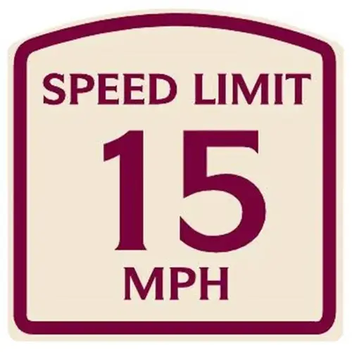 Speed Limit 15 Mph Sign, Burgundy On Ivory, Non-Reflective, 16 X 16 Speed Limit 15 Mph Sign, Burgundy On Ivory, Non-Reflective, 16 X 16