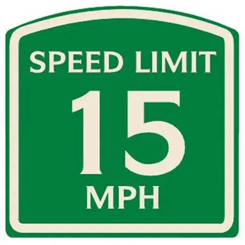 Speed Limit 15 Mph Sign, Ivory On Green, Non-Reflective, 16 X 16 Speed Limit 15 Mph Sign, Ivory On Green, Non-Reflective, 16 X 16