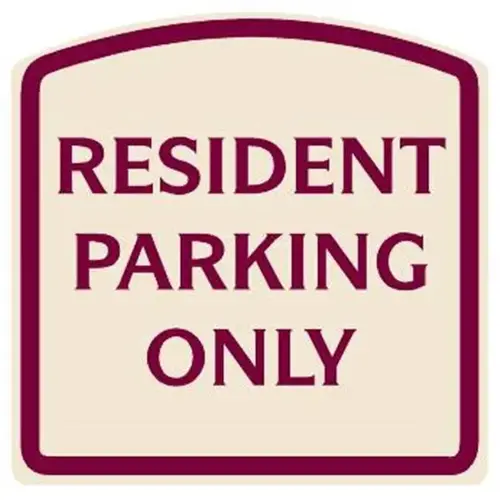 Resident Parking Only Designer Sign, Burgundy On Ivory, 16 X 16 Resident Parking Only Designer Sign, Burgundy On Ivory, 16 X 16