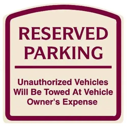 Reserved Parking Sign, Burgundy On Ivory, Non-Reflective, 16 X 16 Reserved Parking Sign, Burgundy On Ivory, Non-Reflective, 16 X 16