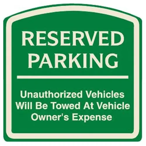 Reserved Parking Sign, Ivory On Green, Non-Reflective, 16 X 16 Reserved Parking Sign, Ivory On Green, Non-Reflective, 16 X 16