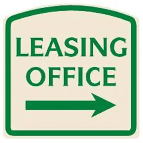 Leasing Office Arched Designer Sign With Right Arrow, Green On Ivory 16 X 16 Leasing Office Arched Designer Sign With Right Arrow, Green On Ivory 16 X 16