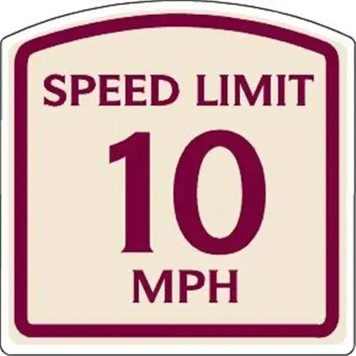 Speed Limit 10 Mph Sign, Burgundy On Ivory, Non-Reflective, 16 X 16 Speed Limit 10 Mph Sign, Burgundy On Ivory, Non-Reflective, 16 X 16