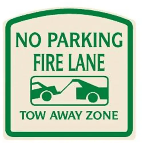 No Parking Fire Lane Sign, Green On Ivory, Non-Reflective, 16 X 16 No Parking Fire Lane Sign, Green On Ivory, Non-Reflective, 16 X 16
