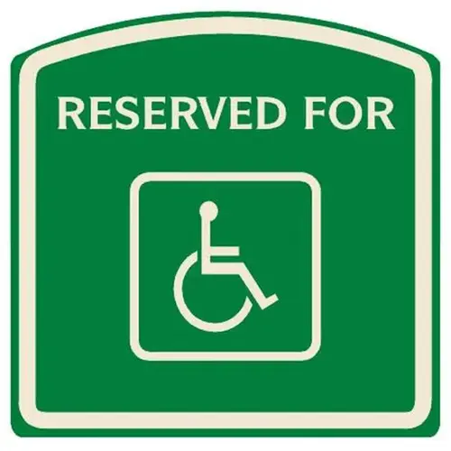Reserved For/Handicapped Symbol Designer Sign, Ivory On Green, 16 X 16 Reserved For/Handicapped Symbol Designer Sign, Ivory On Green, 16 X 16