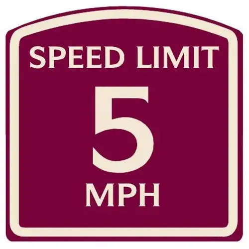 Speed Limit 5 Mph Sign, Ivory On Burgundy, Non-Reflective, 16 X 16 Speed Limit 5 Mph Sign, Ivory On Burgundy, Non-Reflective, 16 X 16