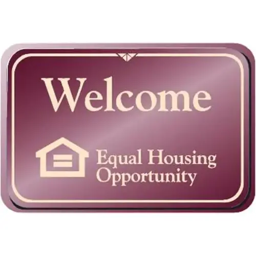 Welcome Equal Housing Desk Sign, Ivory/Burgundy, 9 X 6 Welcome Equal Housing Desk Sign, Ivory/Burgundy, 9 X 6