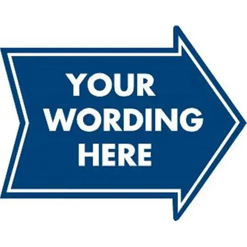 Custom 2-Sided Arrow Shaped Promotional Sign, Blue, 22-1/2 X 18 Custom 2-Sided Arrow Shaped Promotional Sign, Blue, 22-1/2 X 18