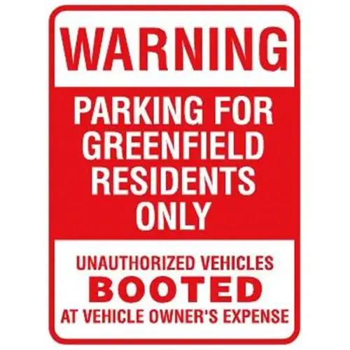 Warning/Parking For... Sign, Red Non-Reflective, 18 X 24" Warning/Parking For... Sign, Red Non-Reflective, 18 X 24"