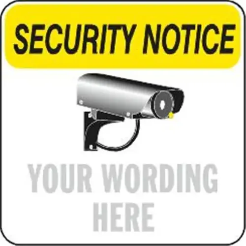 Semi-Custom Security Notice/Camera Graphic Sign, Reflective, 18 X 18 Semi-Custom Security Notice/Camera Graphic Sign, Reflective, 18 X 18