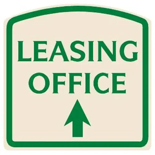 Leasing Office Arched Designer Sign With Up Arrow, Green On Ivory 16 X 16 Leasing Office Arched Designer Sign With Up Arrow, Green On Ivory 16 X 16