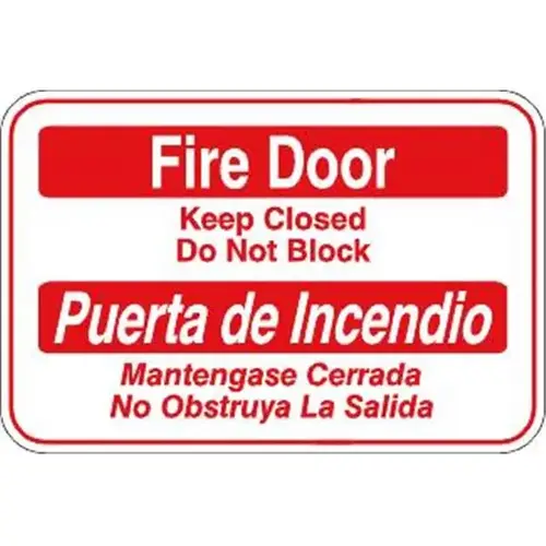 Bilingual Fire Door Acrylic Architectural Sign, Interior, 9 X 6 Bilingual Fire Door Acrylic Architectural Sign, Interior, 9 X 6