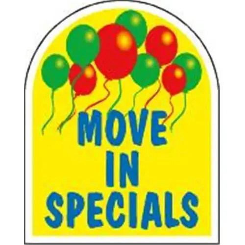 Aluminum Move-In Specials Arched Amenity Sign, Balloons, 24 X 30 Aluminum Move-In Specials Arched Amenity Sign, Balloons, 24 X 30