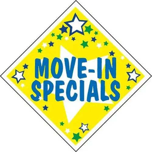 Aluminum Move-In Specials Diamond Shaped Amenity Sign, Stars, 24 X 24 Aluminum Move-In Specials Diamond Shaped Amenity Sign, Stars, 24 X 24
