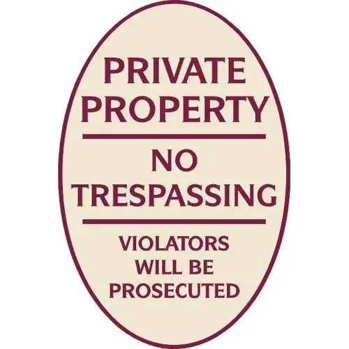 Private Property Oval Designer Sign, Burgundy On Ivory, 12 X 18 Private Property Oval Designer Sign, Burgundy On Ivory, 12 X 18