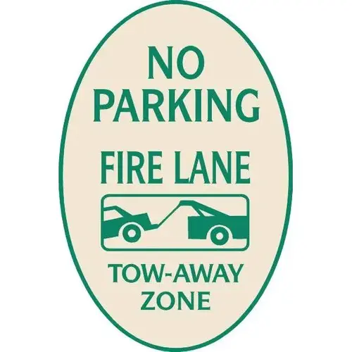 No Parking Oval Designer Sign, Green On Ivory, 12 X 18 No Parking Oval Designer Sign, Green On Ivory, 12 X 18