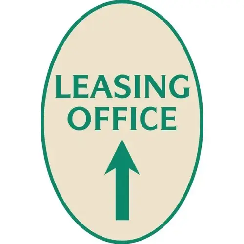 Leasing Office Oval Designer Sign With Up Arrow, Green On Ivory, 12 X 18 Leasing Office Oval Designer Sign With Up Arrow, Green On Ivory, 12 X 18