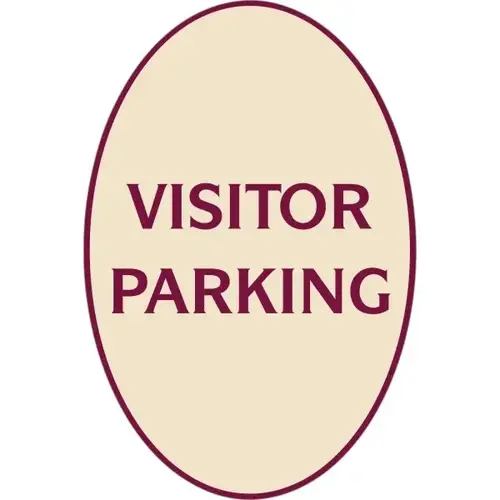 Visitor Parking Oval Designer Sign, Burgundy On Ivory, 12 X 18 Visitor Parking Oval Designer Sign, Burgundy On Ivory, 12 X 18