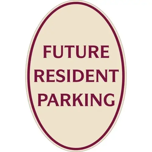 Future Resident Parking Oval Designer Sign, Burgundy On Ivory, 12 X 18 Future Resident Parking Oval Designer Sign, Burgundy On Ivory, 12 X 18