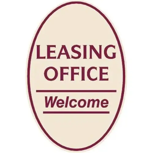 Leasing Office Oval Designer Sign, Burgundy On Ivory, 12 X 18 Leasing Office Oval Designer Sign, Burgundy On Ivory, 12 X 18
