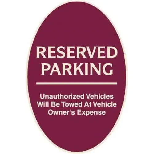 Reserved Parking Oval Designer Sign, Ivory On Burgundy, 12 X 18 Reserved Parking Oval Designer Sign, Ivory On Burgundy, 12 X 18