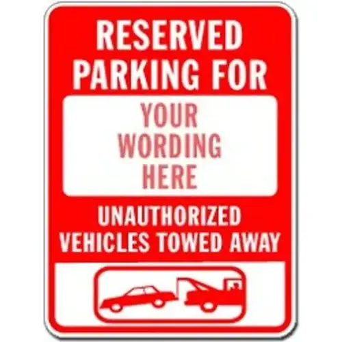 Semi-Custom Reserved Parking For Sign, Red Reflective, 18 X 24 Semi-Custom Reserved Parking For Sign, Red Reflective, 18 X 24